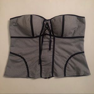 DOTS White and Gray Stripes Tube Top